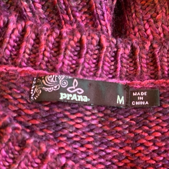 Prana Leisel Plum Gradient Striped Pink Chunky Cable Knit Sweater Medium - Picture 6 of 8